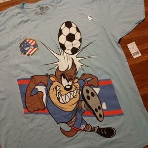 TAZ SOCCER T-SHIRT - 2XL // TEAM USA LOONEY TUNES Tasmanian Devil Sports Tee